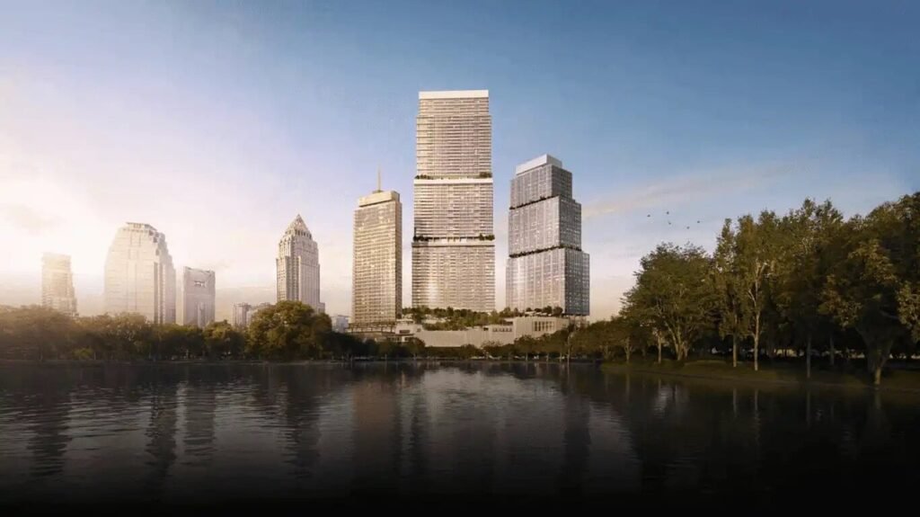 mrg world, residential buildings, gurgaon, gurugram, nature, river, lake, skyline, city, india